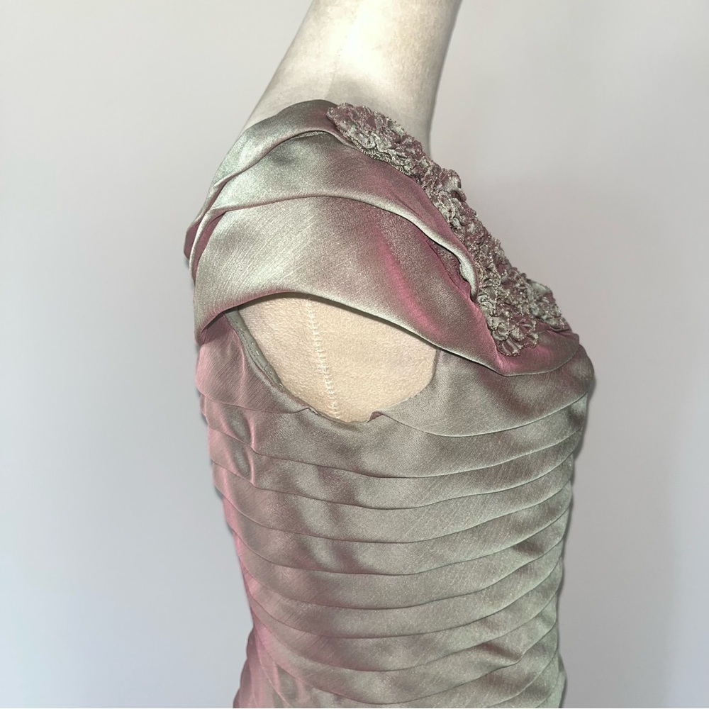 Adrianna Papell Silver Gray Ruched Beaded Sheath Cocktail Dress Size 6 - Picture 6 of 14
